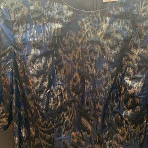 Lela Rose Navy/Silver Brocade Dress